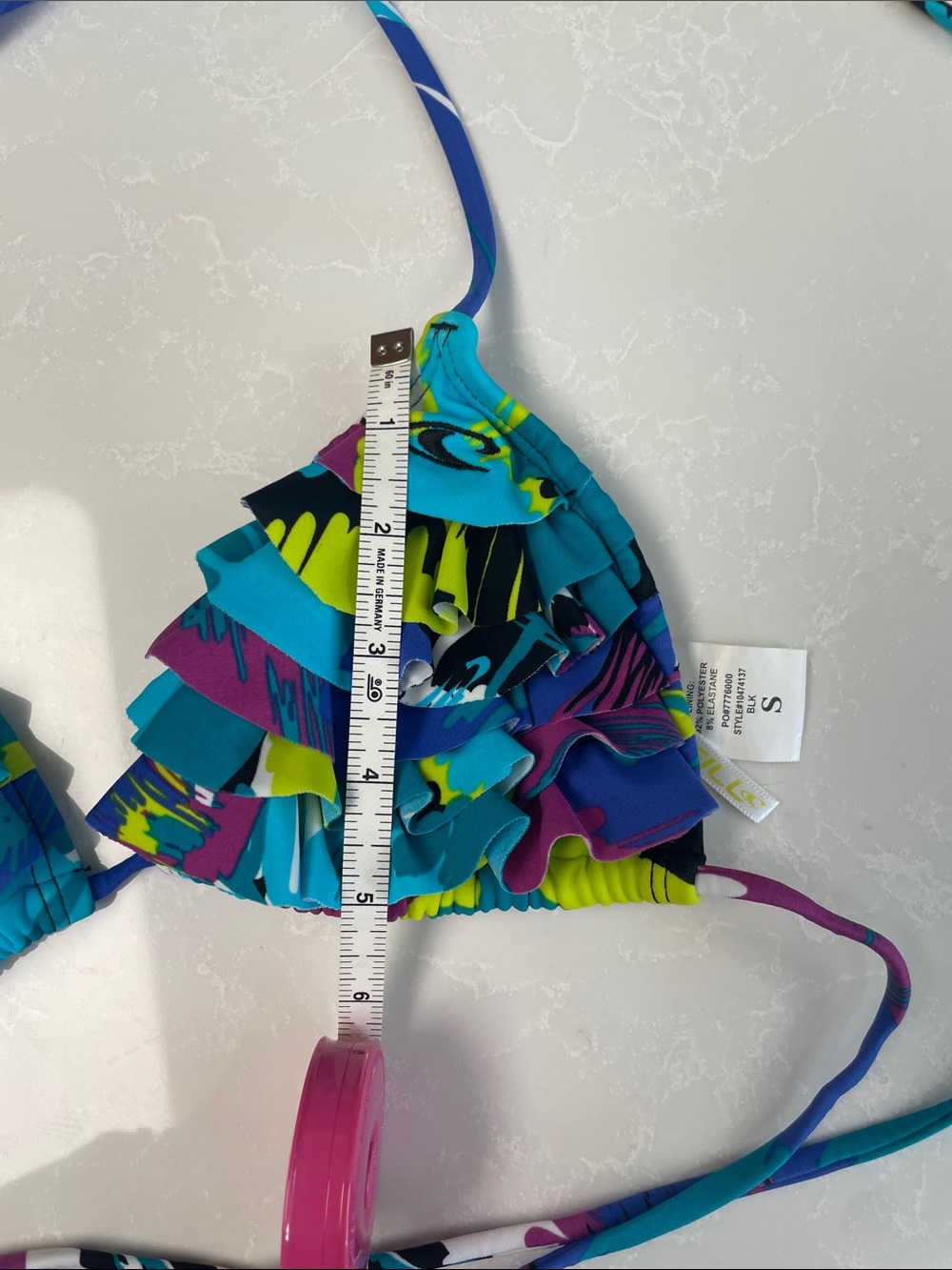 Y2k Colorful Ruffle Adjustable Bikini Top - Picture 4 of 5